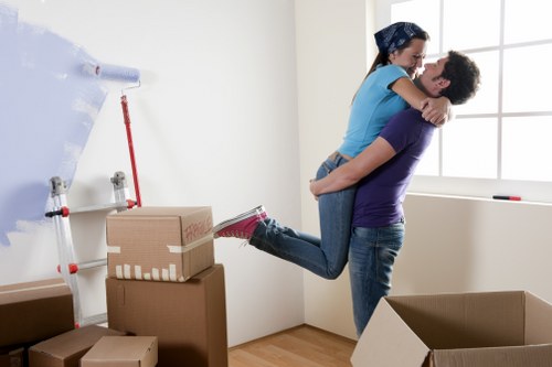 Packed boxes and furniture ready for local removal in Kingston